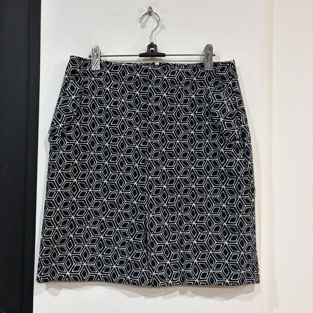 Talbots Black White Geometric Pencil Skirt Size 6 Pockets Career Office